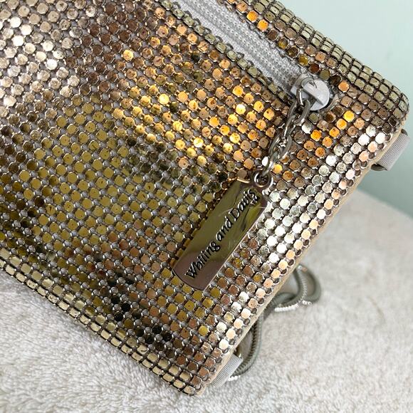 Vintage Whiting and Davis disco Light Gold Gemstone shoulder Bag wallet clutch - Picture 4 of 6